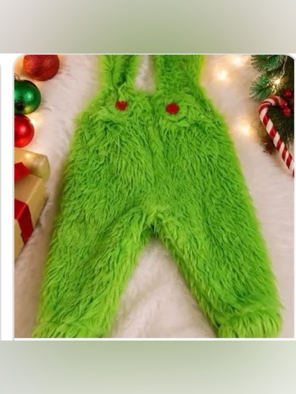 Grinch or Oscar the grouch Costume Overalls.  Halloween. Plush fur.